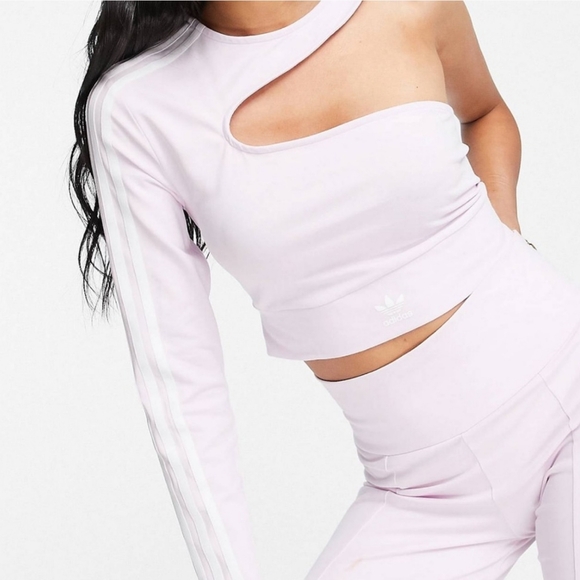 NWT Adidas One Shoulder Crop top in almost Pink Size Medium - Picture 4 of 7